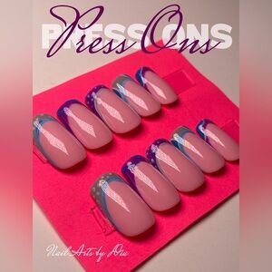 Nail Arts by Dia Pink Press-On Set with Blue & Purple Accents